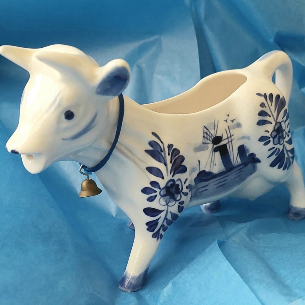 Vintage Delft Blue Handpainted Cow Creamer
